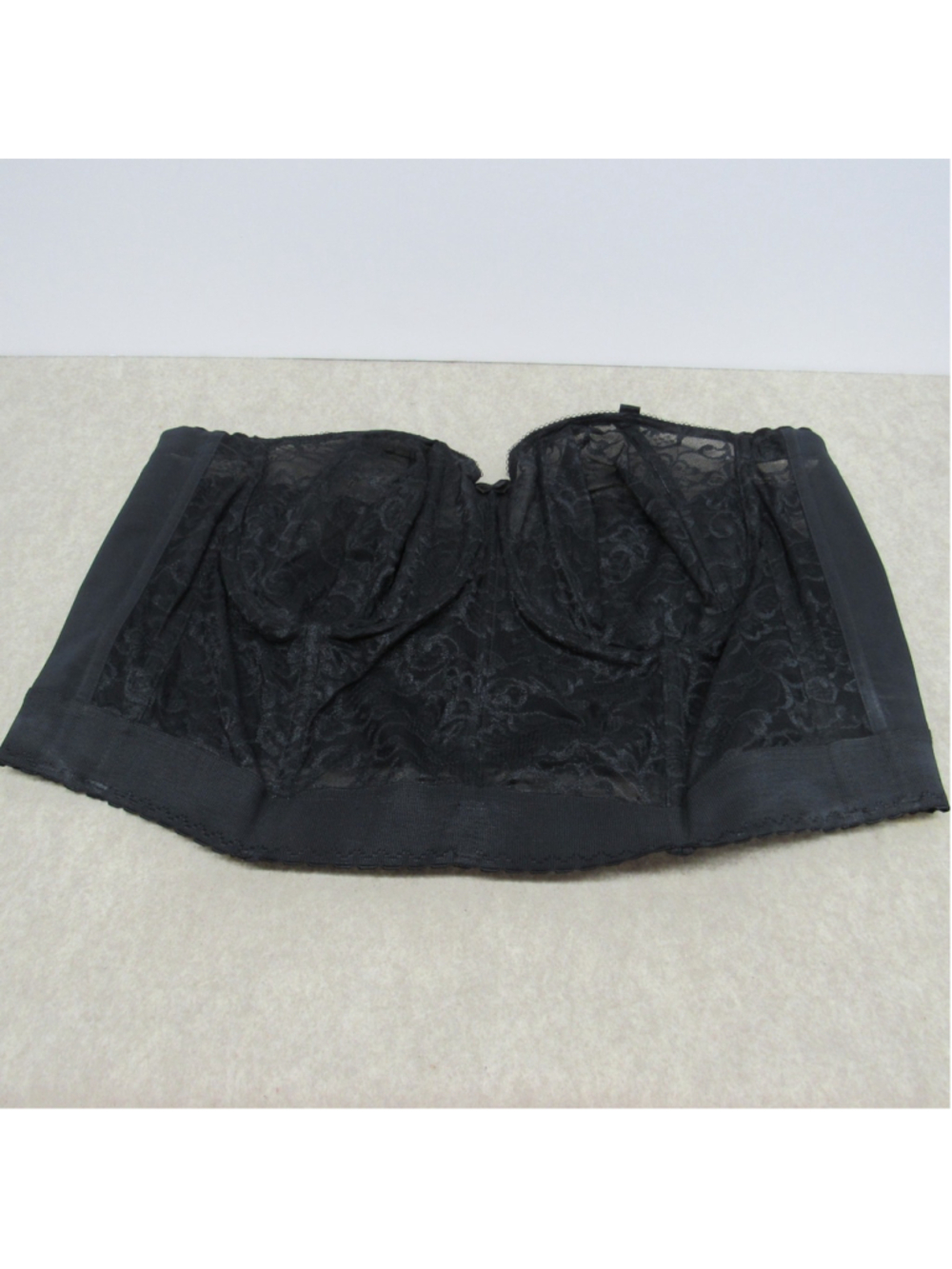 Goddess GD0689 Black Lace Longline Bustier Bra Bridal Strapless Underwire US 50B